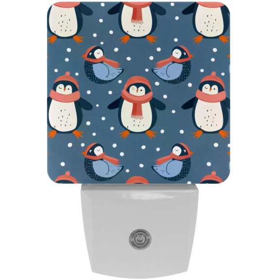PhooArto Cute Cartoon Penguin Pattern Plug in LED Night Light Auto Sensor Dusk to Dawn Decorative Night for Bedroom, Bathroom, Kitchen, Hallway, Stairs, Baby's Room, Energy Saving