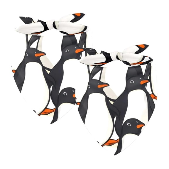 PhooArto Cute Cartoon Penguins Pattern Dog Bandanas, 2 Pack Soft Washable Pet Scarf Triangle for Large Dogs Puppies and Cats