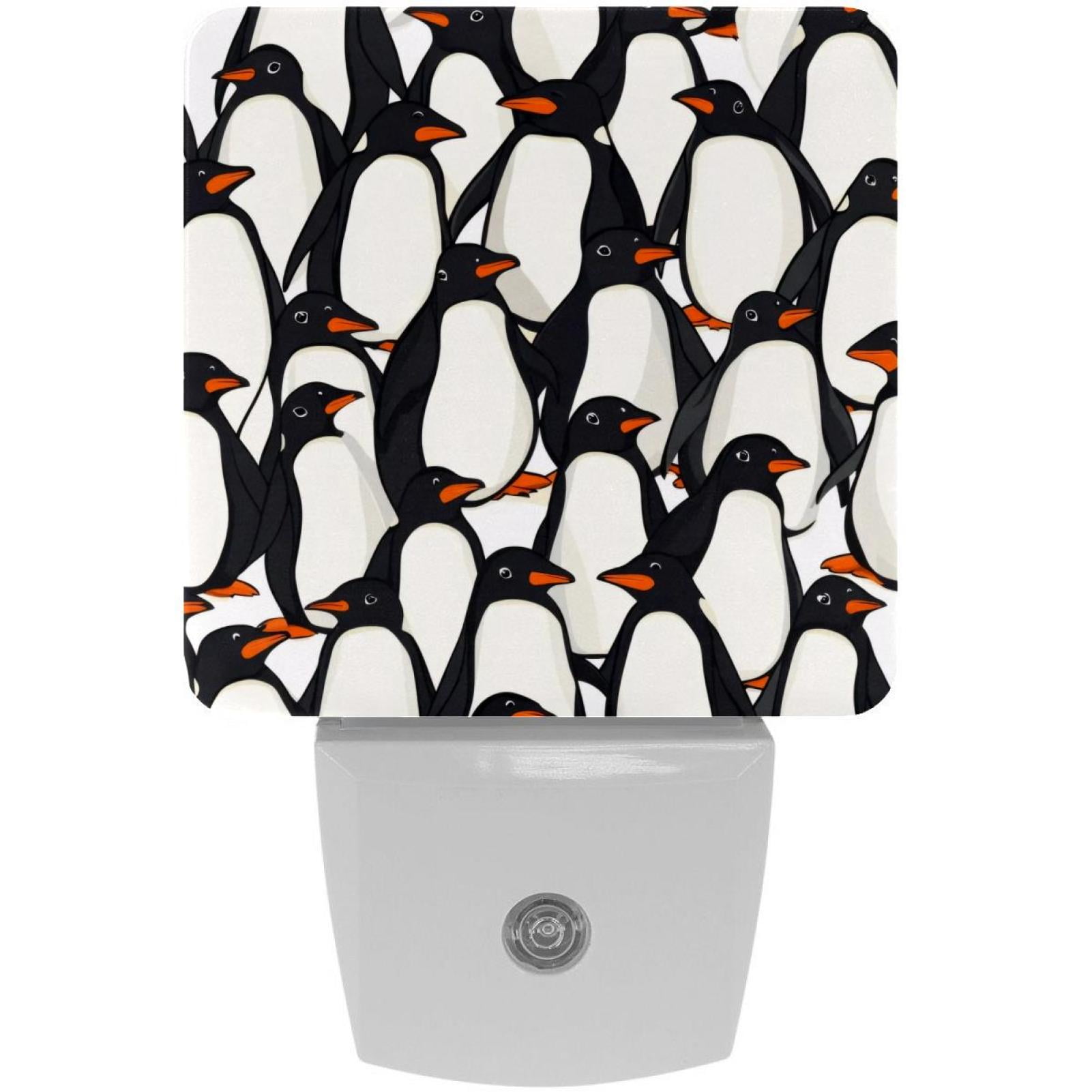 PhooArto Cute Cartoon Penguins Pattern Plug in LED Night Light Auto Sensor Dusk to Dawn Decorative Night for Bedroom, Bathroom, Kitchen, Hallway, Stairs, Baby's Room, Energy Saving