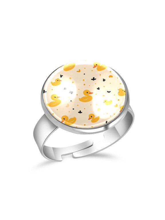 Cute Duck Pattern Stainless Steel Rings for Women, Open Adjustable Ring Promise Ring Jewelry Gifts