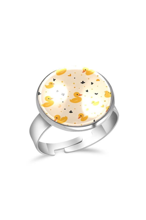 Cute Duck Pattern Stainless Steel Rings for Women, Open Adjustable Ring Promise Ring Jewelry Gifts