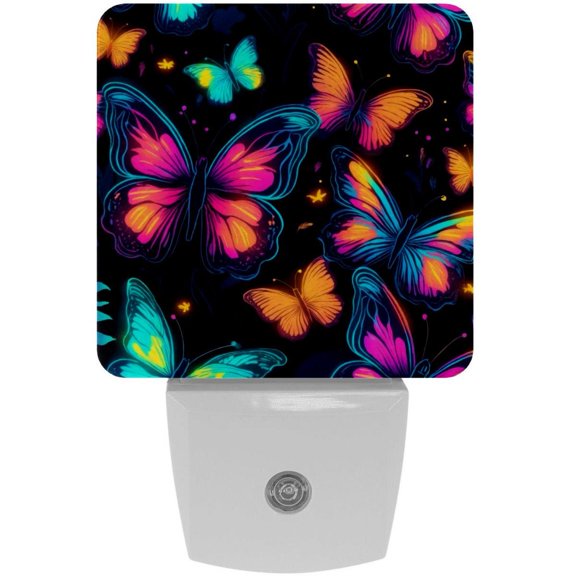 PhooArto Cute Flying Butterflies Pattern Plug in LED Night Light Auto Sensor Dusk to Dawn Decorative Night for Bedroom, Bathroom, Kitchen, Hallway, Stairs, Baby's Room, Energy Saving
