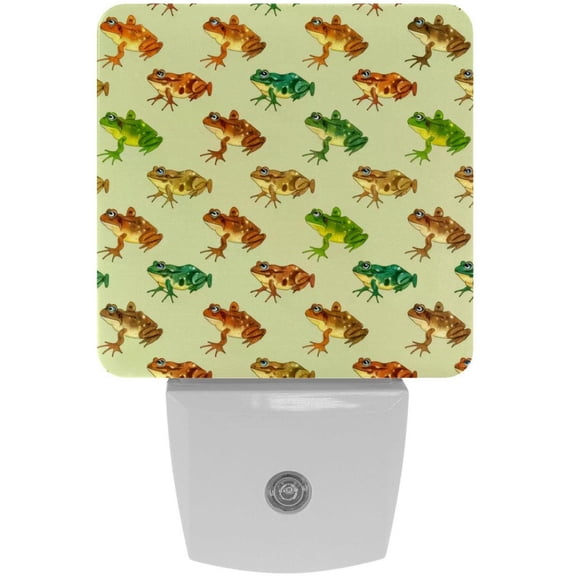 PhooArto Cute Frogs Pattern Plug in LED Night Light Auto Sensor Dusk to Dawn Decorative Night for Bedroom, Bathroom, Kitchen, Hallway, Stairs, Baby's Room, Energy Saving