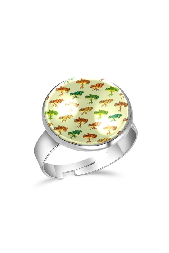 Cute Frogs Pattern Stainless Steel Rings for Women, Open Adjustable Ring Promise Ring Jewelry Gifts