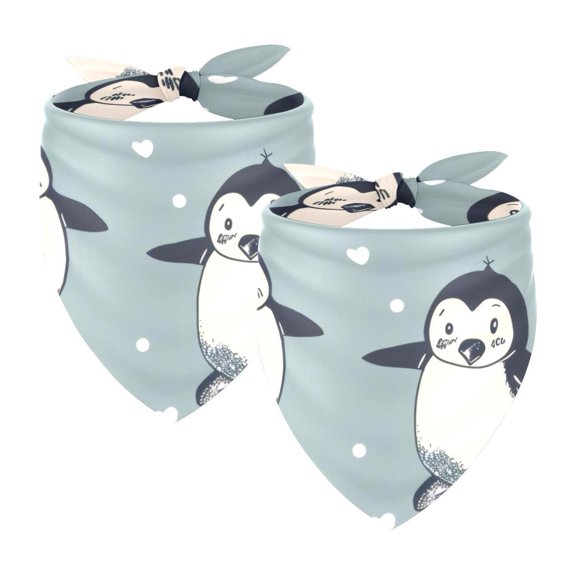 PhooArto Cute Penguin Pattern Dog Bandanas, 2 Pack Soft Washable Pet Scarf Triangle for Large Dogs Puppies and Cats