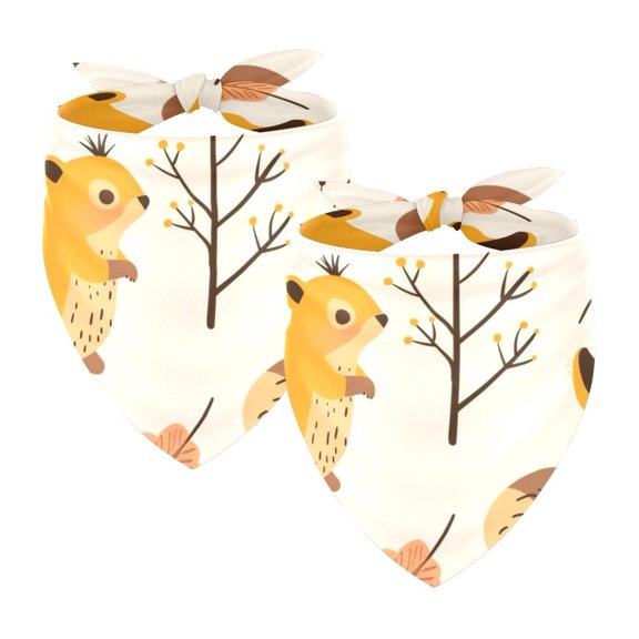 PhooArto Cute Squirrel Bird Forest Pattern Dog Bandanas, 2 Pack Soft Washable Pet Scarf Triangle for Large Dogs Puppies and Cats