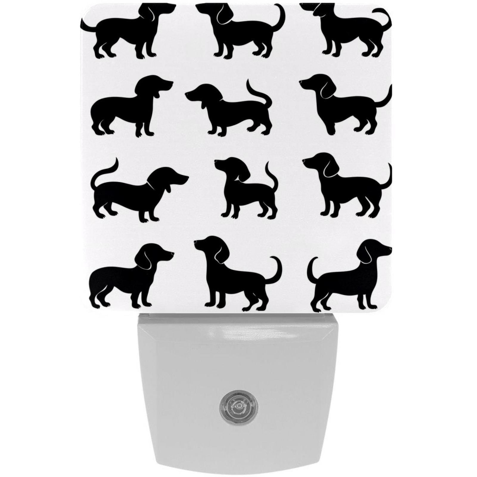 PhooArto Dachshund Dogs Pattern Plug in LED Night Light Auto Sensor Dusk to Dawn Decorative Night for Bedroom, Bathroom, Kitchen, Hallway, Stairs, Baby's Room, Energy Saving