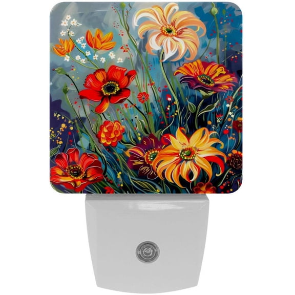 PhooArto Dancing Flowers Pattern Plug in LED Night Light Auto Sensor Dusk to Dawn Decorative Night for Bedroom, Bathroom, Kitchen, Hallway, Stairs, Baby's Room, Energy Saving