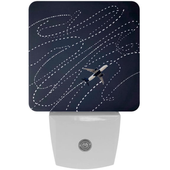 PhooArto Dashed Path Lines Airplane Plug in LED Night Light Auto Sensor Dusk to Dawn Decorative Night for Bedroom, Bathroom, Kitchen, Hallway, Stairs, Baby's Room, Energy Saving