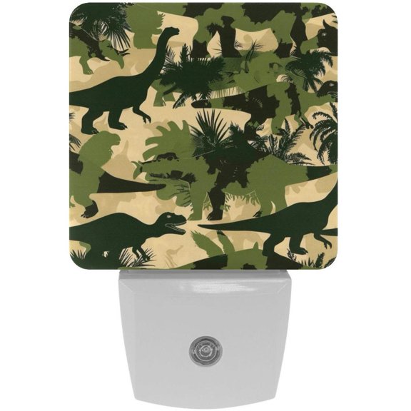 PhooArto Dinosaur Tree Camouflage Pattern Plug in LED Night Light Auto Sensor Dusk to Dawn Decorative Night for Bedroom, Bathroom, Kitchen, Hallway, Stairs, Baby's Room, Energy Saving