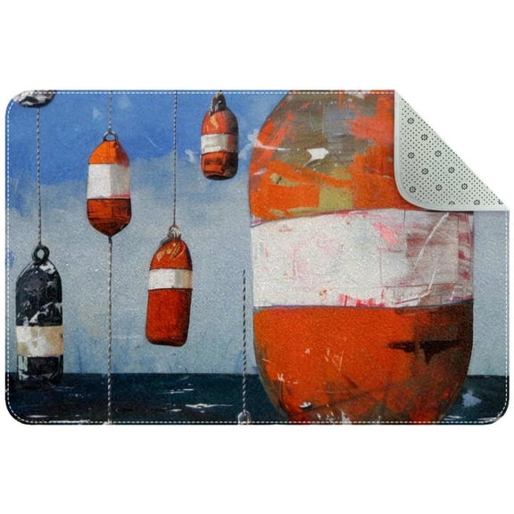 PhooArto Doormat Custom Indoor Welcome Door Mat, Buoy Nautical Painting Home Decorative Entry Rug Garden/Kitchen/Bedroom Mat Non-Slip Rubber 24x16in