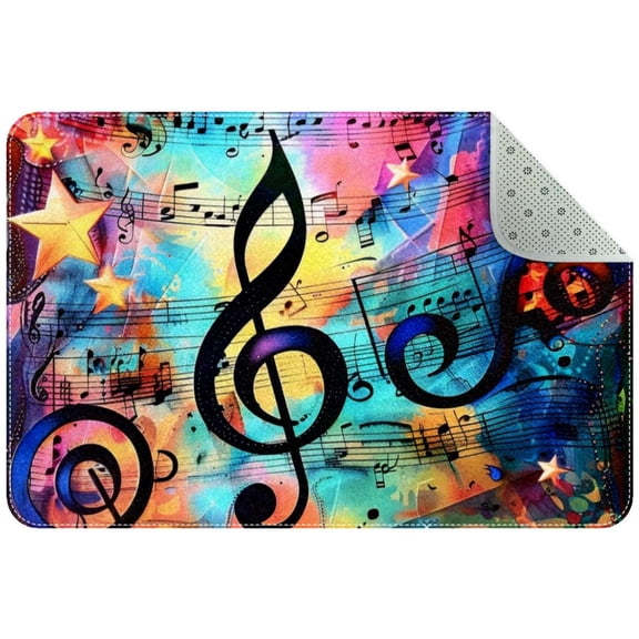 PhooArto Doormat Custom Indoor Welcome Door Mat, Color Stars Music Notes Home Decorative Entry Rug Garden/Kitchen/Bedroom Mat Non-Slip Rubber 24x16in