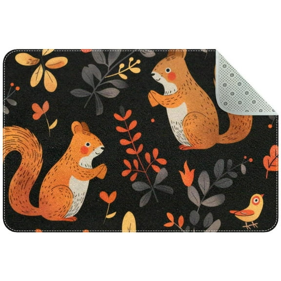 PhooArto Doormat Custom Indoor Welcome Door Mat, Cute Squirrel Bird in Forest Pattern Home Decorative Entry Rug Garden/Kitchen/Bedroom Mat Non-Slip Rubber 24x16in