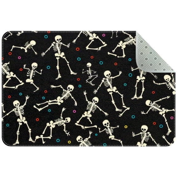 PhooArto Doormat Custom Indoor Welcome Door Mat, Dance Skeleton Colored Circles Pattern Home Decorative Entry Rug Garden/Kitchen/Bedroom Mat Non-Slip Rubber 24x16in