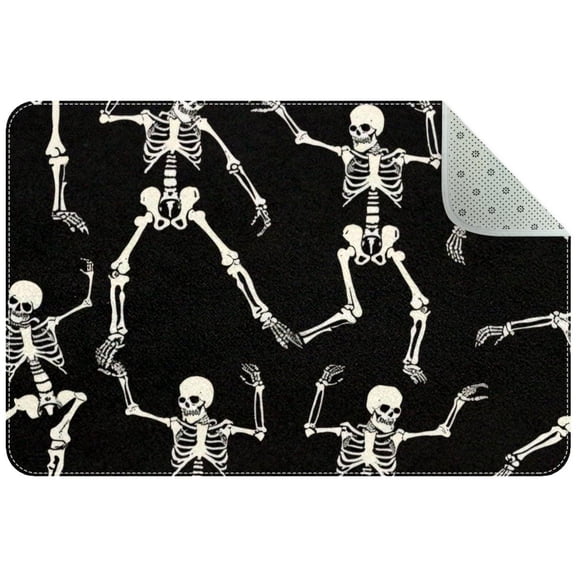 PhooArto Doormat Custom Indoor Welcome Door Mat, Dancing Skeleton Pattern Home Decorative Entry Rug Garden/Kitchen/Bedroom Mat Non-Slip Rubber 24x16in