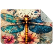 PhooArto Doormat Custom Indoor Welcome Door Mat, Dragonfly Flowers Home Decorative Entry Rug Garden/Kitchen/Bedroom Mat Non-Slip Rubber 24x16in
