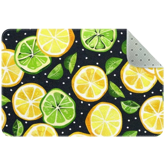PhooArto Doormat Custom Indoor Welcome Door Mat, Lemon Lime Citrus Pattern Home Decorative Entry Rug Garden/Kitchen/Bedroom Mat Non-Slip Rubber 24x16in