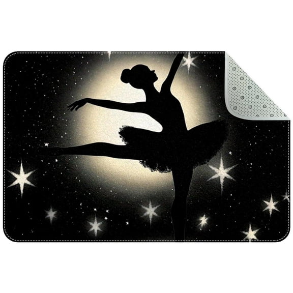 PhooArto Doormat Custom Indoor Welcome Door Mat, Moon Stars Ballet Silhouette Home Decorative Entry Rug Garden/Kitchen/Bedroom Mat Non-Slip Rubber 24x16in