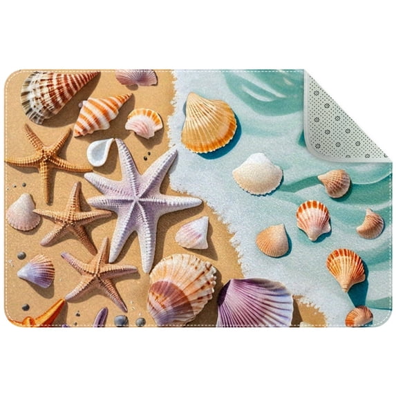 PhooArto Doormat Custom Indoor Welcome Door Mat, Sea Starfish Shells Home Decorative Entry Rug Garden/Kitchen/Bedroom Mat Non-Slip Rubber 24x16in