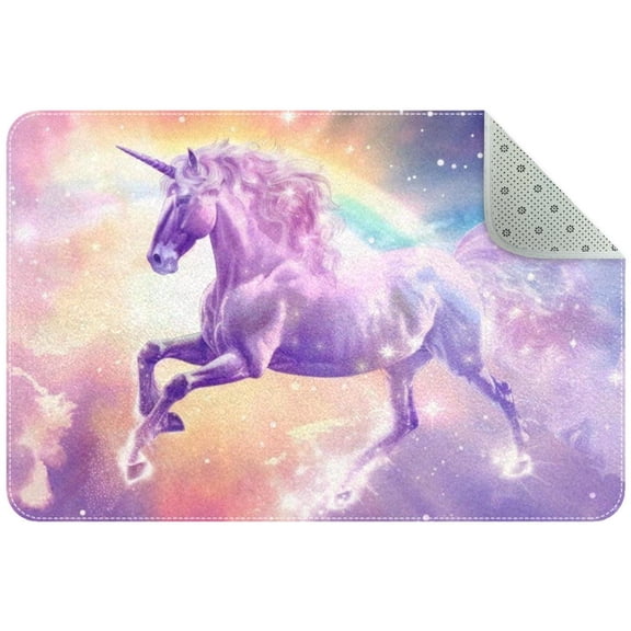 PhooArto Doormat Custom Indoor Welcome Door Mat, Sparkling Stars Unicorn Home Decorative Entry Rug Garden/Kitchen/Bedroom Mat Non-Slip Rubber 24x16in