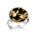 thumbnail image 1 of PhooArto Dragonfly Golden Patterns Stainless Steel Rings for Women, Open Adjustable Ring Promise Ring Jewelry Gifts, 1 of 5