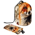 thumbnail image 1 of PhooArto Drawstring Cosmetic Bag, Barrel Shaped Portable Travel Makeup Bags, Fox Butterfly Pattern Large Capacity Waterproof Multifunctional Bucket Toiletry Bag, 1 of 6