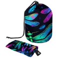 thumbnail image 1 of PhooArto Drawstring Cosmetic Bag, Barrel Shaped Portable Travel Makeup Bags, Neon Dragonfly Pattern Large Capacity Waterproof Multifunctional Bucket Toiletry Bag, 1 of 6
