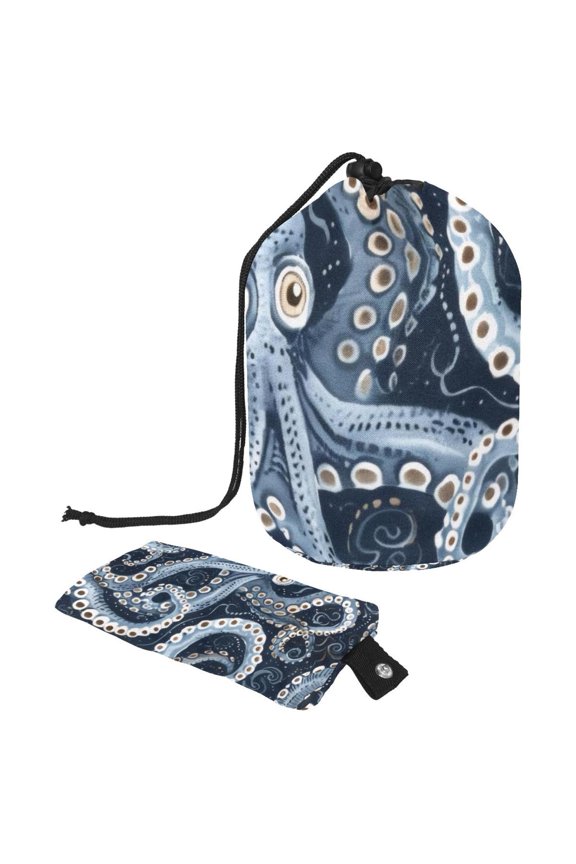 Drawstring Cosmetic Bag, Barrel Shaped Portable Travel Makeup Bags, Octopus Feet Pattern Large Capacity Waterproof Multifunctional Bucket Toiletry Bag