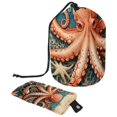thumbnail image 1 of PhooArto Drawstring Cosmetic Bag, Barrel Shaped Portable Travel Makeup Bags, Vintage Map Octopus Large Capacity Waterproof Multifunctional Bucket Toiletry Bag, 1 of 6