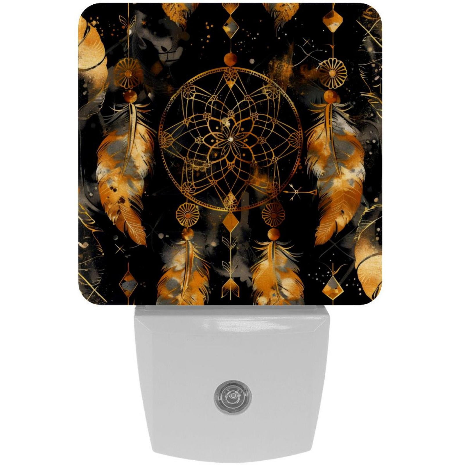 PhooArto Dreamcatcher Golden Silhouette Plug in LED Night Light Auto Sensor Dusk to Dawn Decorative Night for Bedroom, Bathroom, Kitchen, Hallway, Stairs, Baby's Room, Energy Saving