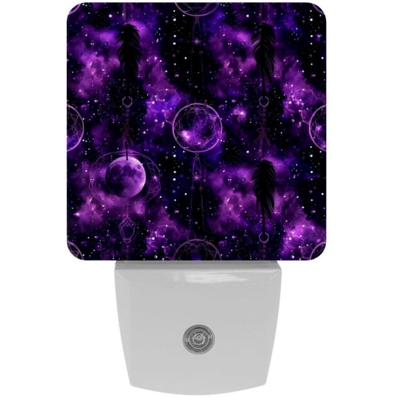 PhooArto Dreamcatcher Purple Pattern Plug in LED Night Light Auto Sensor Dusk to Dawn Decorative Night for Bedroom, Bathroom, Kitchen, Hallway, Stairs, Baby's Room, Energy Saving