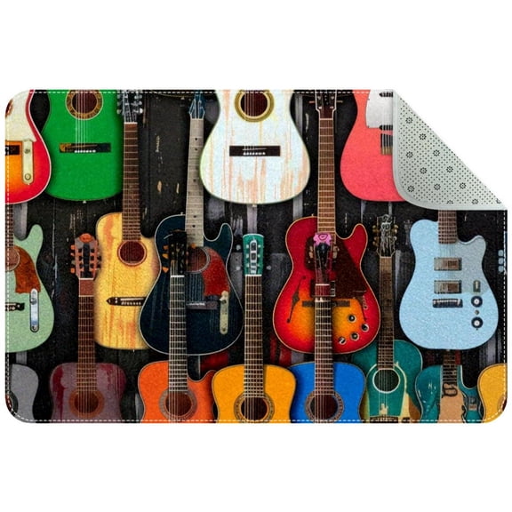 PhooArto Electric Guitars Color Pattern Indoor Door Mat, Non-Slip Absorbent Doormat Inside Floor Mats Area Rug for Entryway, Machine Washable Entrance Rug Outdoor 35x24in