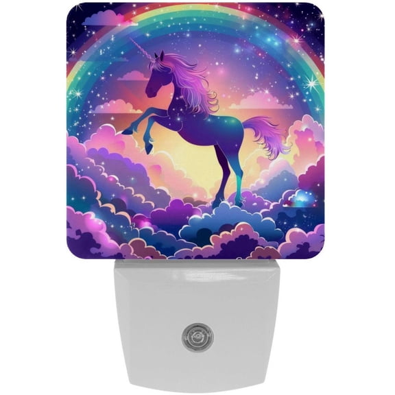 PhooArto Fantasy Rainbow Stars Unicorn Plug in LED Night Light Auto Sensor Dusk to Dawn Decorative Night for Bedroom, Bathroom, Kitchen, Hallway, Stairs, Baby's Room, Energy Saving