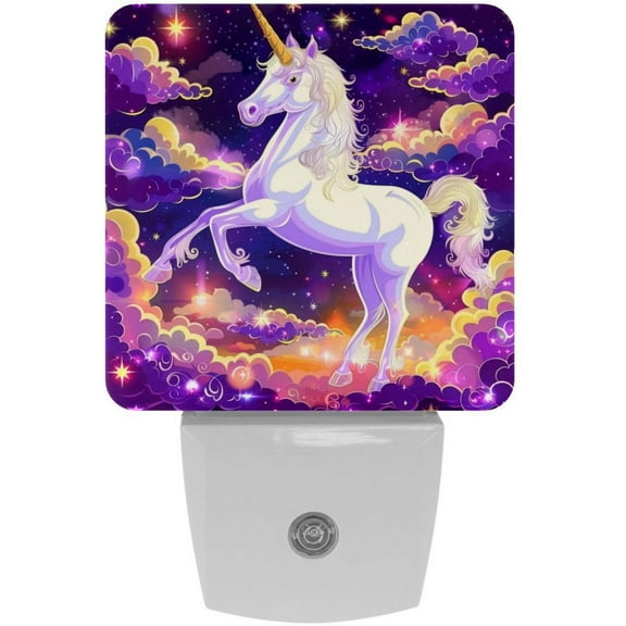 PhooArto Fantasy Unicorn Stars Pattern Plug in LED Night Light Auto Sensor Dusk to Dawn Decorative Night for Bedroom, Bathroom, Kitchen, Hallway, Stairs, Baby's Room, Energy Saving