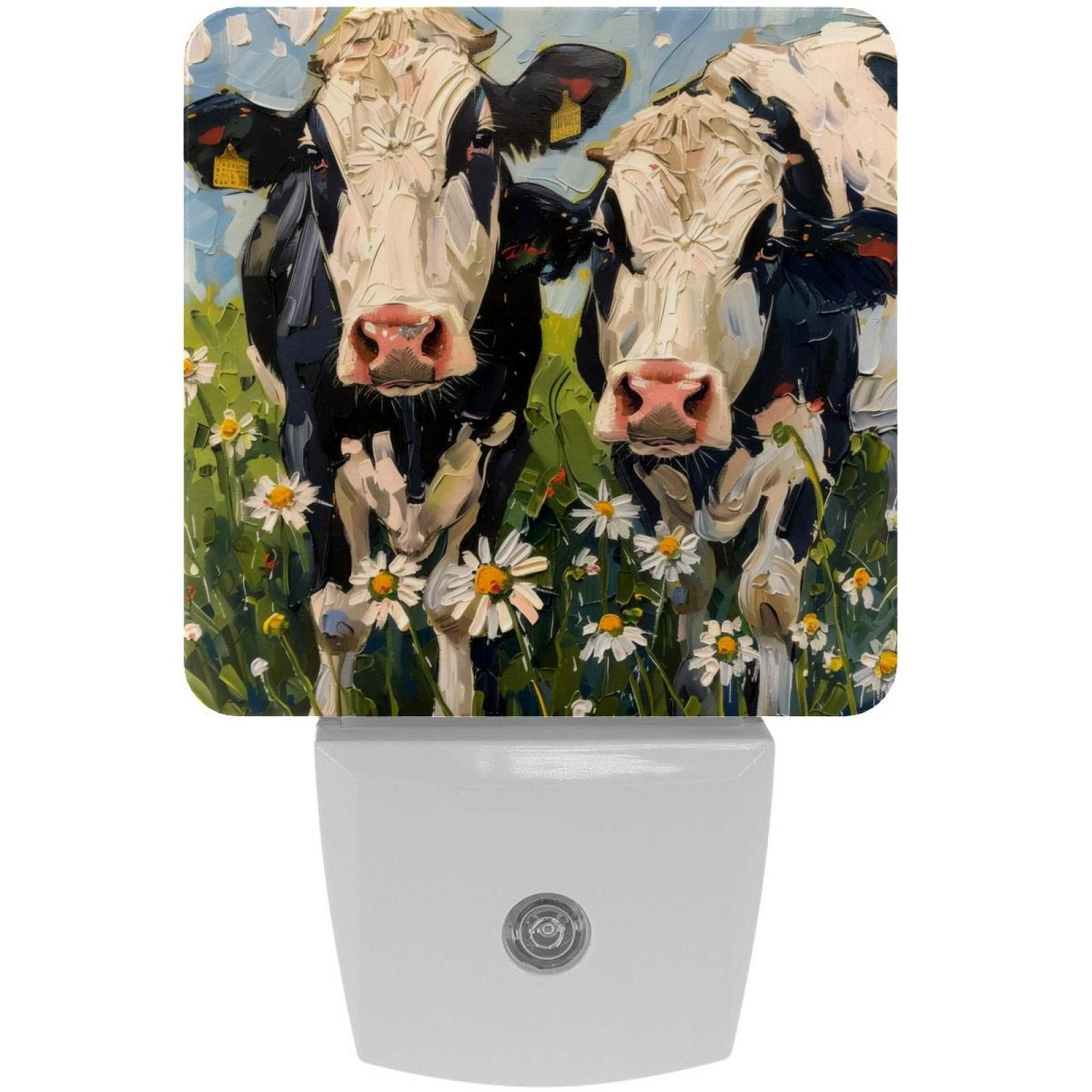 PhooArto Farm Cows Daisy Flowers Landscape Plug in LED Night Light Auto ...