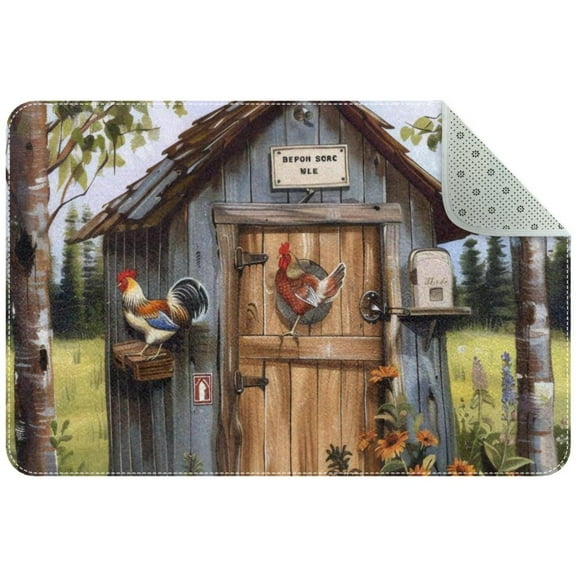 PhooArto Farmhouse Rooster Indoor Door Mat, Non-Slip Absorbent Doormat Inside Floor Mats Area Rug for Entryway, Machine Washable Entrance Rug Outdoor 35x24in