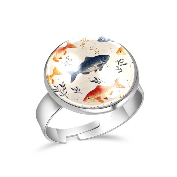PhooArto Fish Pattern Stainless Steel Rings for Women, Open Adjustable Ring Promise Ring Jewelry Gifts