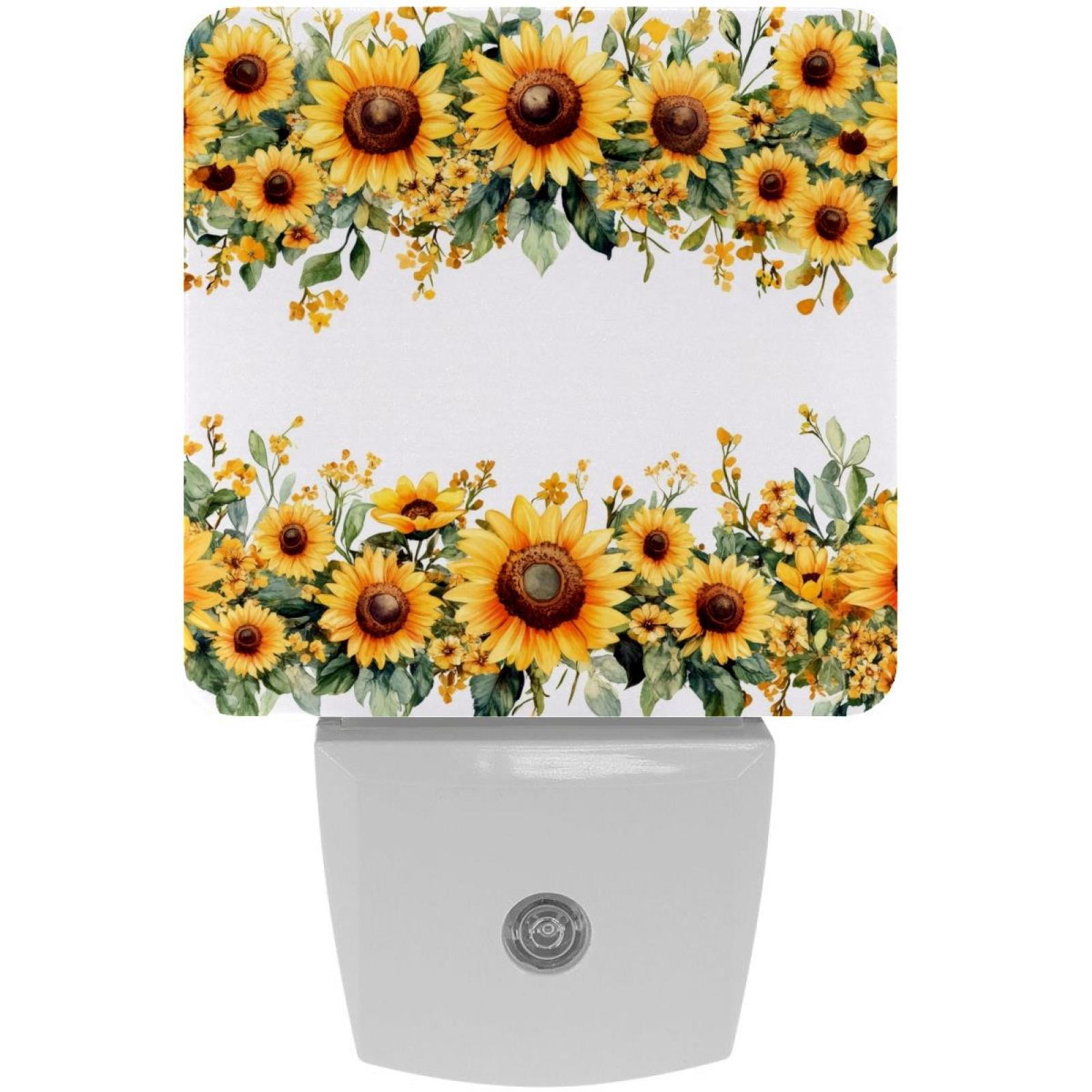 PhooArto Flower Sunflower Pattern Plug in LED Night Light Auto Sensor Dusk to Dawn Decorative Night for Bedroom, Bathroom, Kitchen, Hallway, Stairs, Baby's Room, Energy Saving