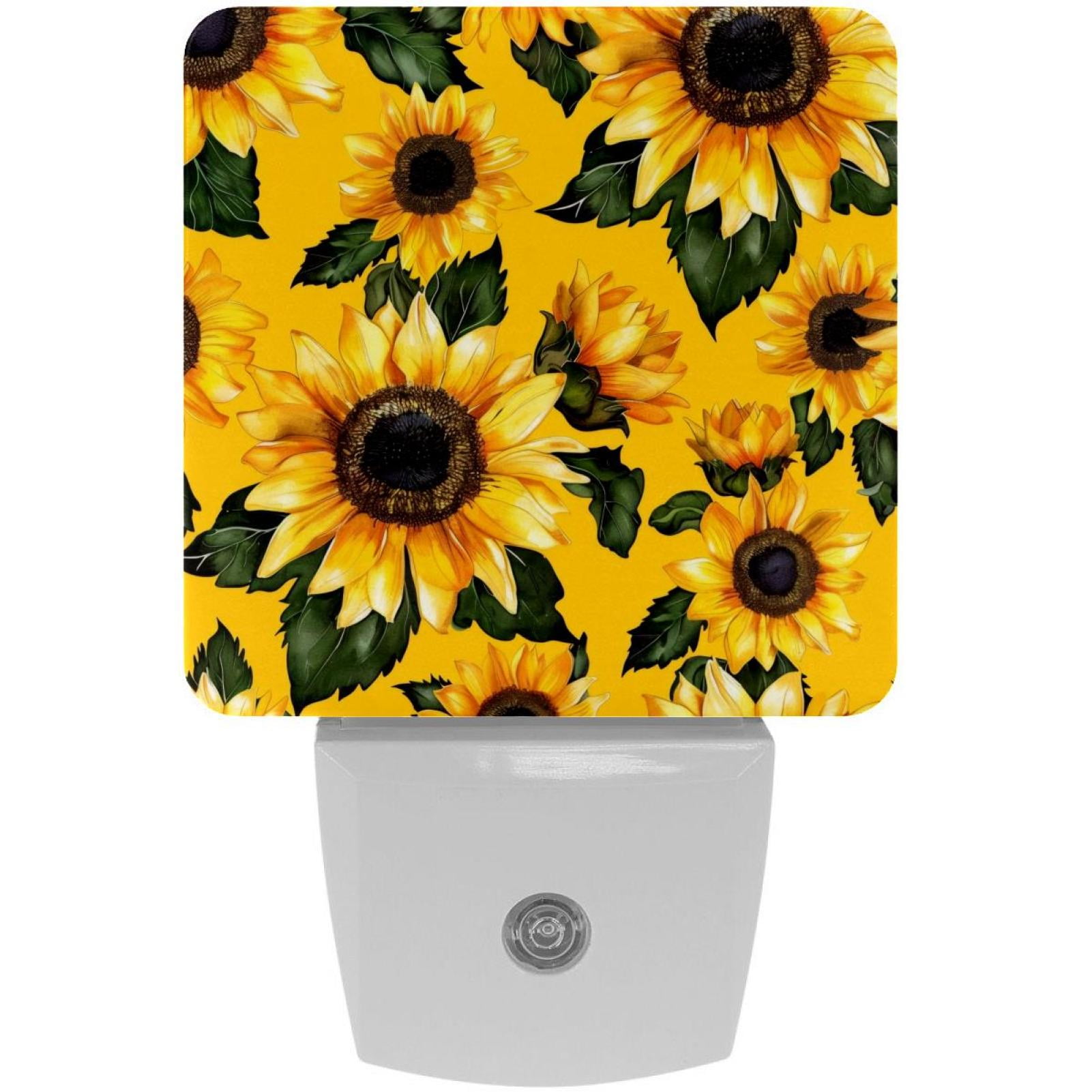 PhooArto Flower Sunflower Pattern Plug in LED Night Light Auto Sensor Dusk to Dawn Decorative Night for Bedroom, Bathroom, Kitchen, Hallway, Stairs, Baby's Room, Energy Saving