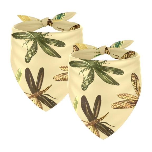 PhooArto Flying Dragonflies Pattern Dog Bandanas, 2 Pack Soft Washable Pet Scarf Triangle for Large Dogs Puppies and Cats