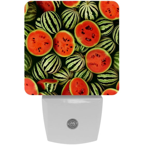 PhooArto Fruit Watermelons Pattern Plug in LED Night Light Auto Sensor Dusk to Dawn Decorative Night for Bedroom, Bathroom, Kitchen, Hallway, Stairs, Baby's Room, Energy Saving