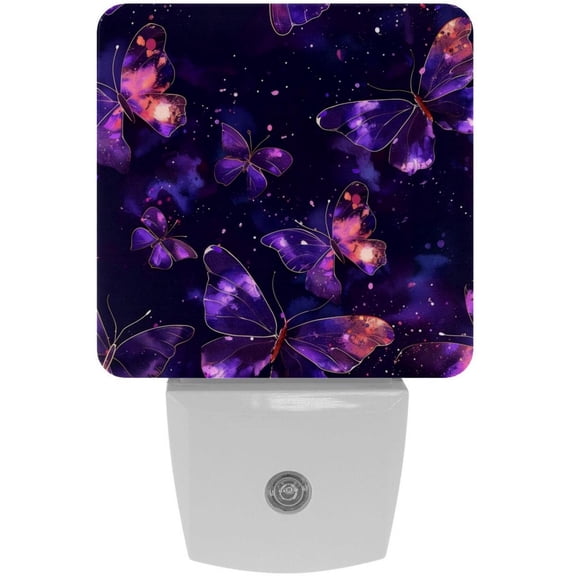 PhooArto Galaxy Butterflies Plug in LED Night Light Auto Sensor Dusk to Dawn Decorative Night for Bedroom, Bathroom, Kitchen, Hallway, Stairs, Baby's Room, Energy Saving