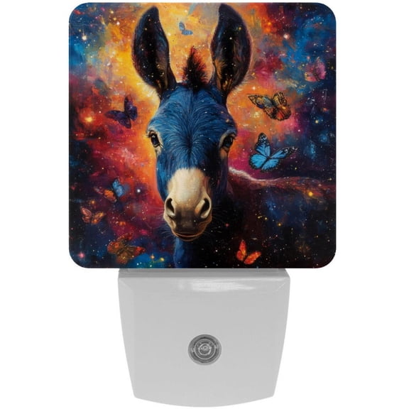 PhooArto Galaxy Donkey Butterflies Plug in LED Night Light Auto Sensor Dusk to Dawn Decorative Night for Bedroom, Bathroom, Kitchen, Hallway, Stairs, Baby's Room, Energy Saving