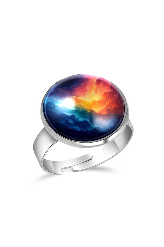 Galaxy Galaxy Wave Stainless Steel Rings for Women, Open Adjustable Ring Promise Ring Jewelry Gifts