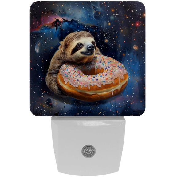 PhooArto Galaxy Sloth Donut Plug in LED Night Light Auto Sensor Dusk to Dawn Decorative Night for Bedroom, Bathroom, Kitchen, Hallway, Stairs, Baby's Room, Energy Saving