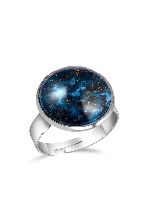 Galaxy Space Constellation Stainless Steel Rings for Women, Open Adjustable Ring Promise Ring Jewelry Gifts