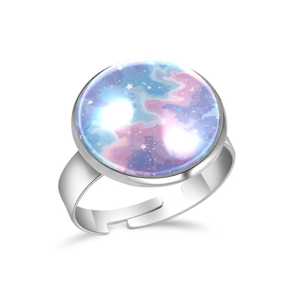 PhooArto Galaxy Unicorn Sky Stainless Steel Rings for Women, Open Adjustable Ring Promise Ring Jewelry Gifts