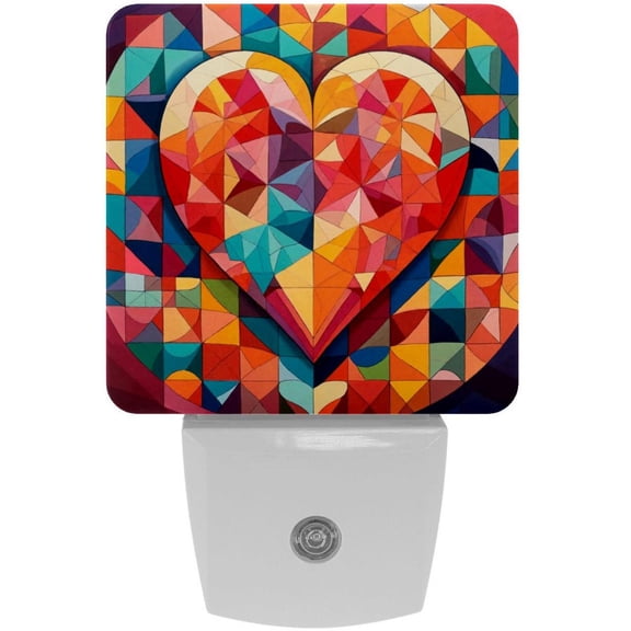 PhooArto Geometry Love Heart Pattern Plug in LED Night Light Auto Sensor Dusk to Dawn Decorative Night for Bedroom, Bathroom, Kitchen, Hallway, Stairs, Baby's Room, Energy Saving
