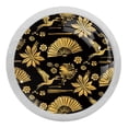 thumbnail image 1 of PhooArto Golden Crane Fan Flower Silhouette 4 PCS Crystal Glass Cabinet Knobs, Drawer Kitchen Cabinets Dresser Cupboard Wardrobe Pulls Handle - Glowing in the Dark, 1 of 7