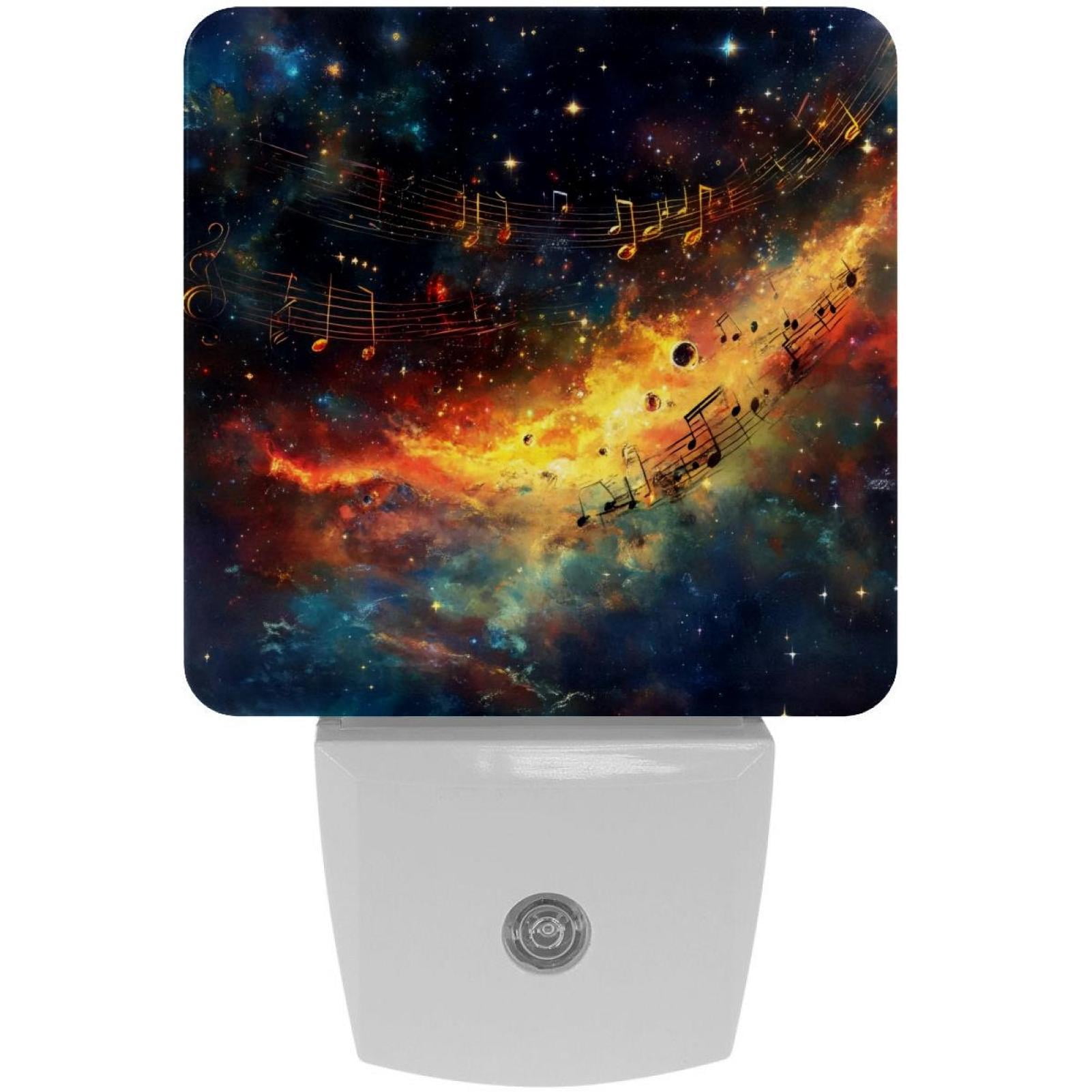 PhooArto Golden Music Melody Galaxy Plug in LED Night Light Auto Sensor Dusk to Dawn Decorative Night for Bedroom, Bathroom, Kitchen, Hallway, Stairs, Baby's Room, Energy Saving